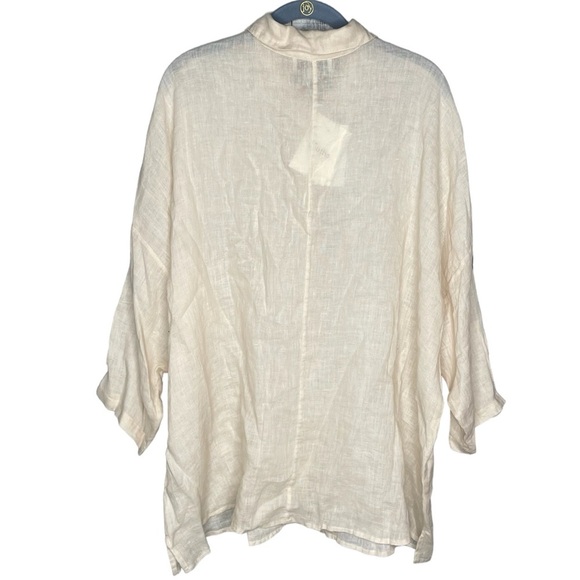 Sauths linen blouse beige button down drop sleeve NWT women’s size xl / xxl - Picture 2 of 6